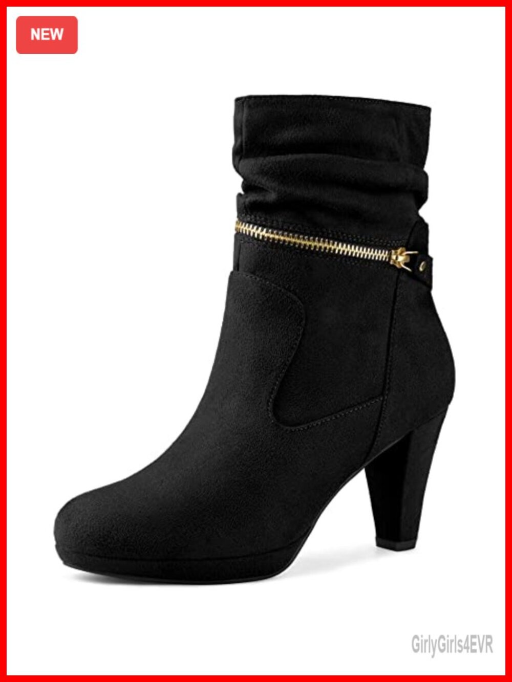 Perphy Women's Faux Suede Block Heel Mid Calf Boots Platform Round Toe